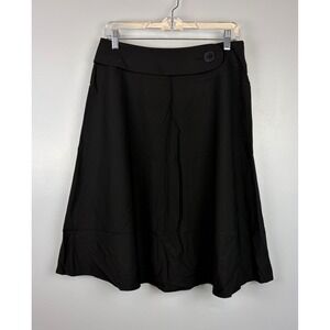 Talbots Solid Black A-Line Skirt Size 8 Side Zip Stretch Knee Length Office Work
